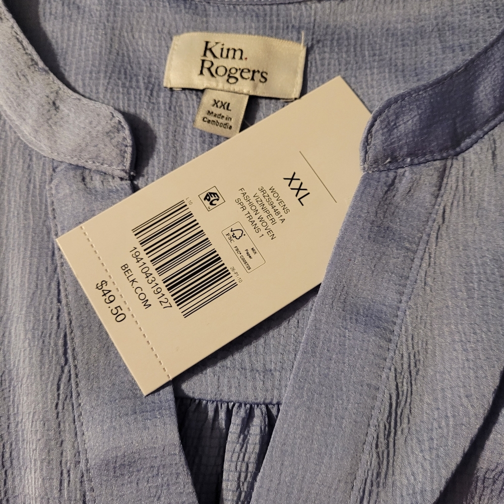 Kim Rogers Sky Blue Woven Blouse - Picture 5 of 11
